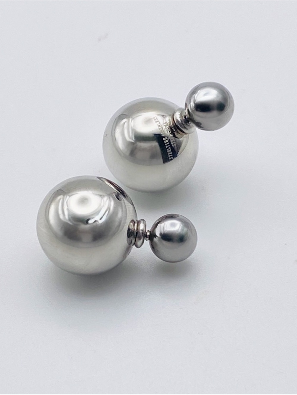 Stainless steel Double-Sphere Stud Earrings - Modern Women Jewelry